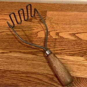 *.   Vintage Potato Masher Wood Handle #4
